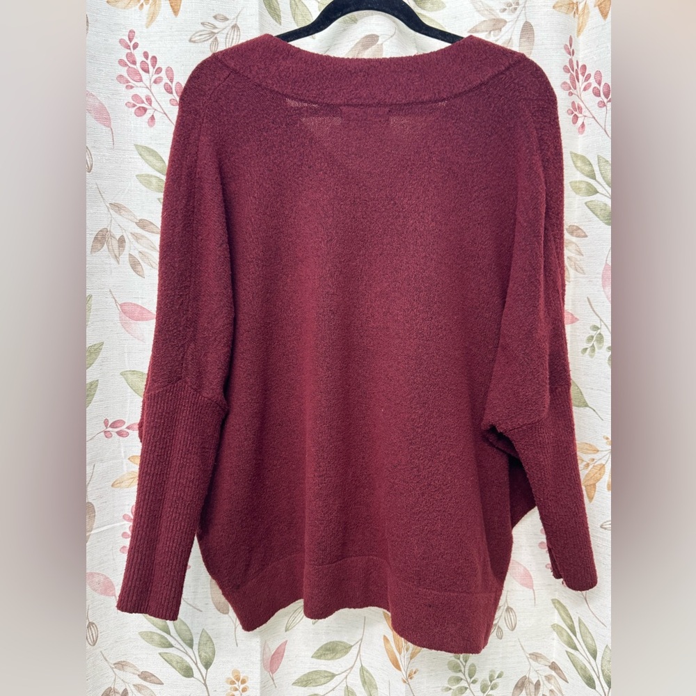 Anthropologie Burgundy V-Neck Sweater - Picture 4 of 8